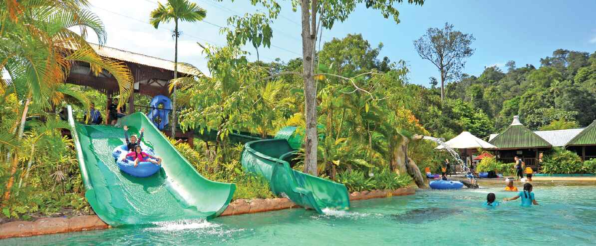 water rides at waterpark Bukit Merah Lake Town Resort