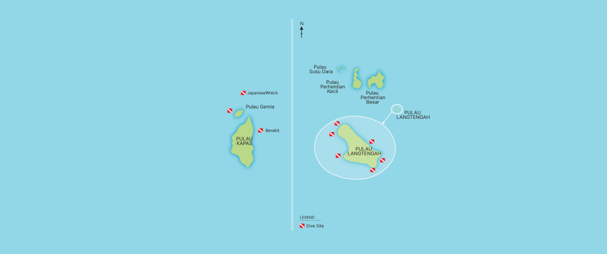 A map of Pulau Kapas and Pulau Lang Tengah